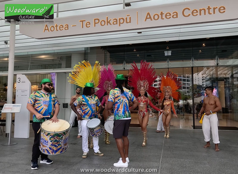 Getting ready for SAMBA outside the Aotea Centre in Auckland, New Zealand