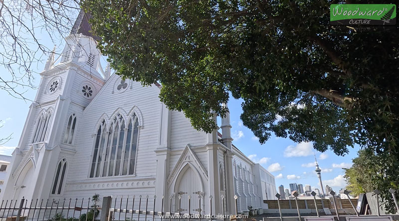 Old Church with Sky Tower in the distance - Auckland, New Zealand - Woodward Culture