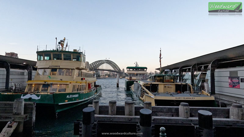 Ferries at Circular Quay in Sydney, Australia with a view of the Sydney Harbour Bridge in the background - Woodward Culture