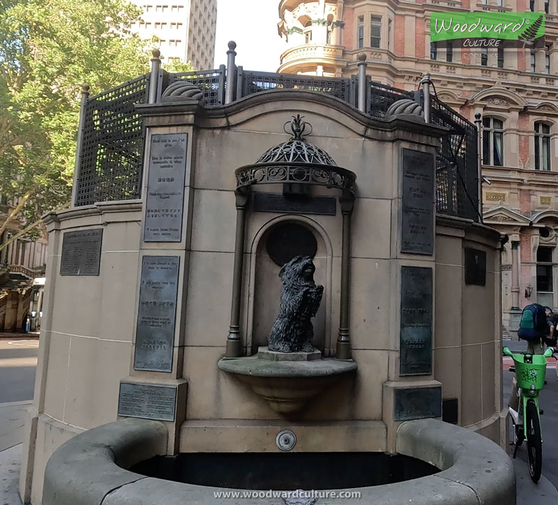 Statue of Queen Victoria's dog, a Skye Terrier named Islay, outside the QVB in Sydney, Australia - Woodward Culture