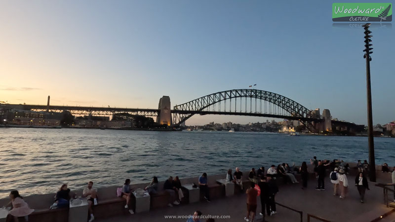 Seats with views of the Sydney Harbour Bridge at Sunset - Woodward Culture