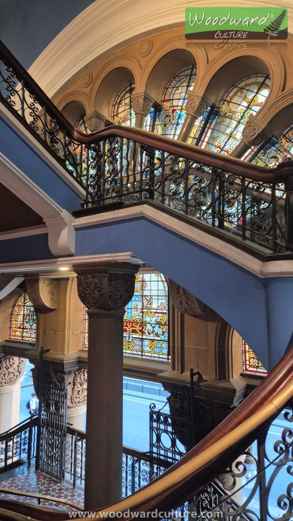 Staircase and Stained Glass Windows at Queen Victoria Building Sydney, Australia - Woodward Culture